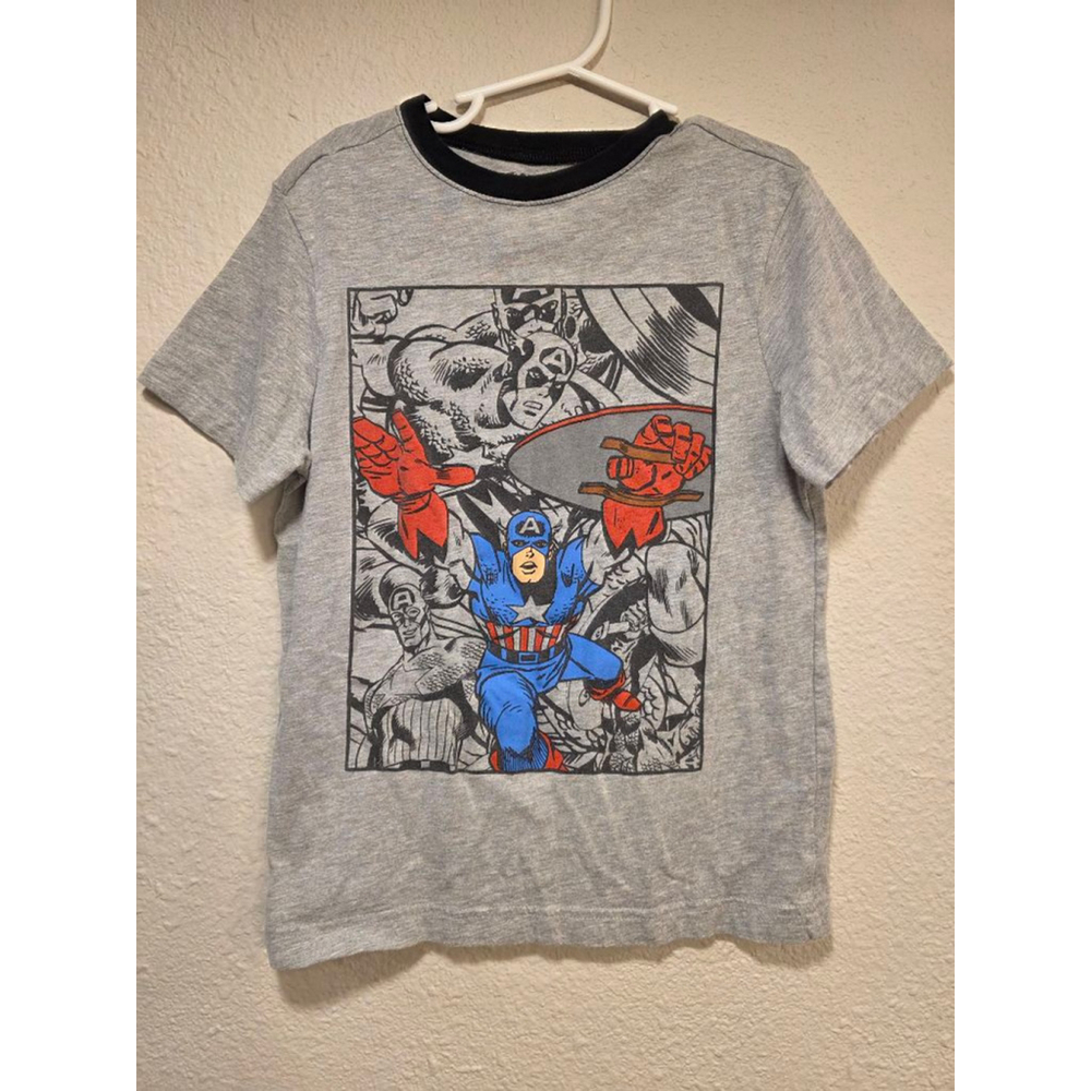 Kids Marvel Captain America Superhero Shirt Size M (7/8)